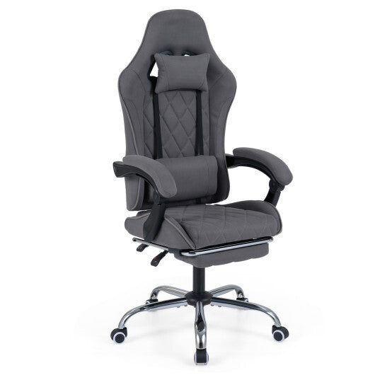 Gaming Chair Height Adjustable Computer Chair with Headrest and Lumbar Support-Gray